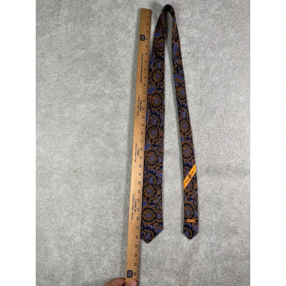 Marchesi di Como Tie Mens 100% Silk Made in Italy Blue Brown Paisley Necktie